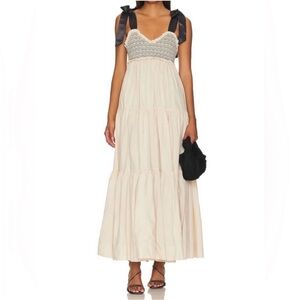 Free People Cream Maxi Dress with Black Straps
